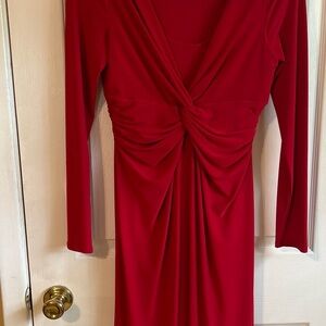 Jones New York Red Asymmetrical Ruched Sheath Dress